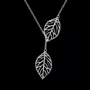 Silver 2 leaf necklace